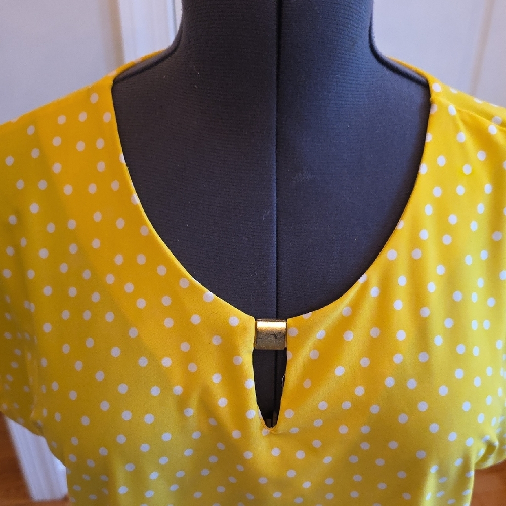 Tacera Yellow Polka Dot Blouse - Picture 2 of 6